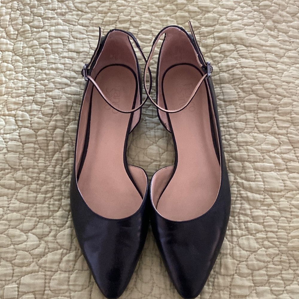 Franco Sarto black leather flats